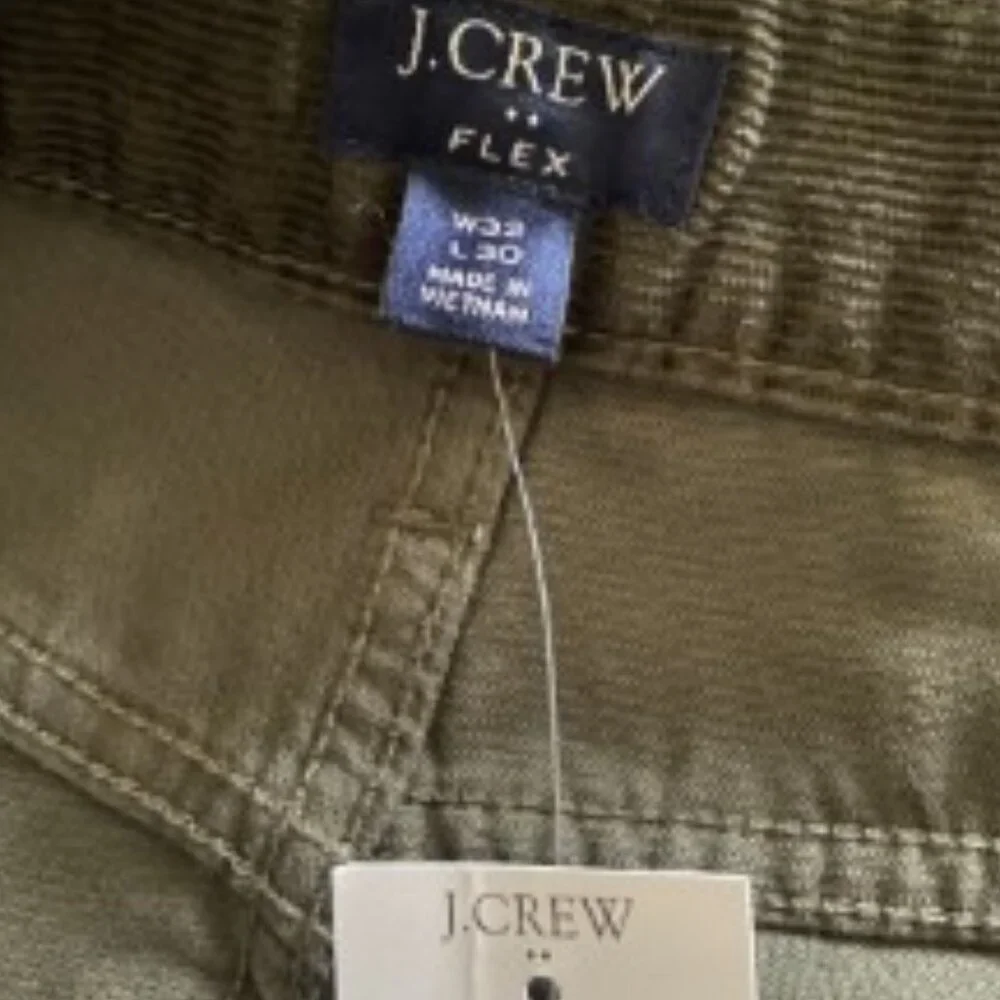 NWT J. Crew Slim Fit Corduroy Pant in Pure Olive 32 x 30